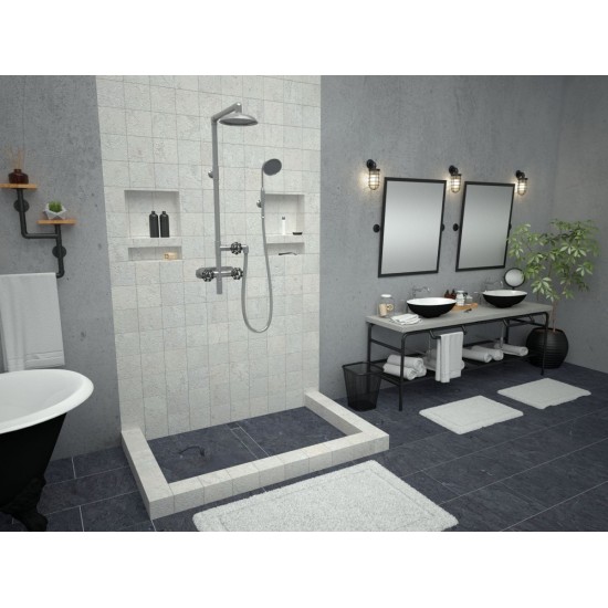 Redi Trench 36 x 48 Shower Pan Center Tileable Linear Drain Triple Curb