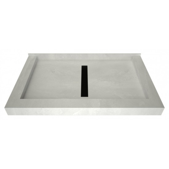 Redi Trench 36 x 60 Shower Pan Center Designer MB Trench Drain Triple Curb