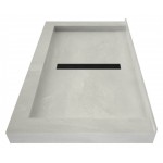 Redi Trench 36 x 60 Shower Pan Center Designer MB Trench Drain Triple Curb