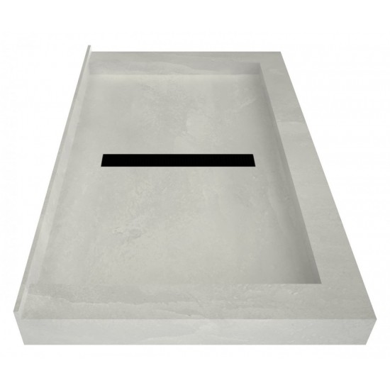 Redi Trench 36 x 60 Shower Pan Center Designer MB Trench Drain Triple Curb