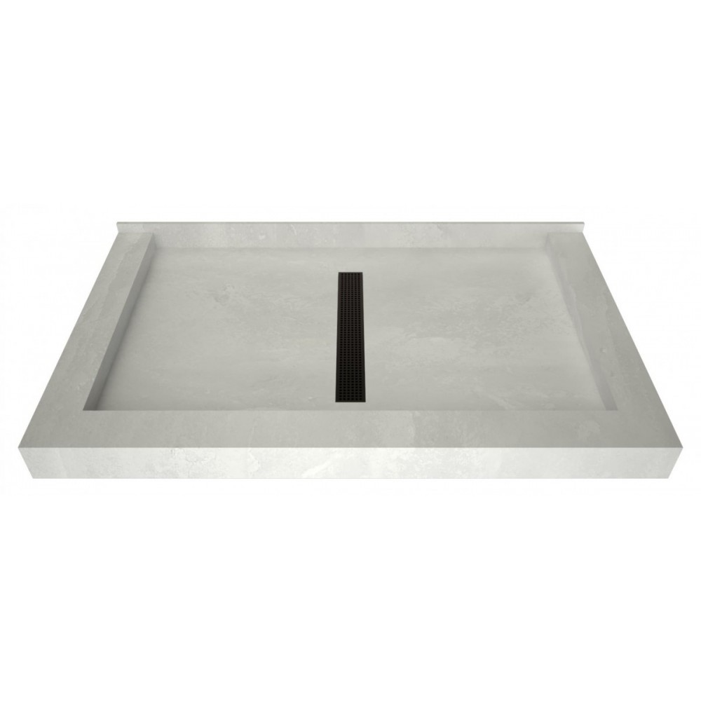 Redi Trench 42 x 60 Shower Pan Center Designer OB Linear Drain Triple Curb