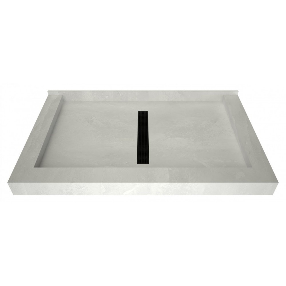 Redi Trench 42 x 60 Shower Pan Center Designer MB Linear Drain Triple Curb