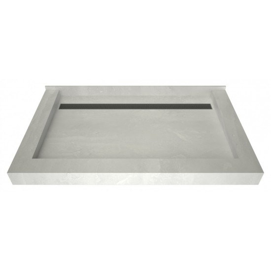 Redi Trench 48 x 72 Shower Pan Back Designer BN Linear Drain Triple Curb