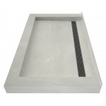 Redi Trench 48 x 72 Shower Pan Back Designer BN Linear Drain Triple Curb