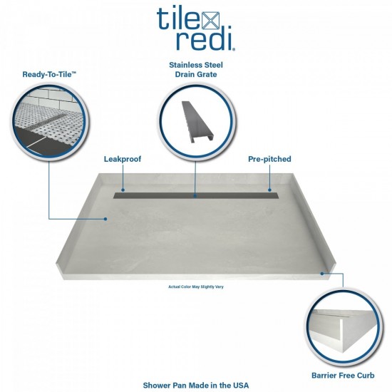 Redi Trench 30 x 60 Barrier Free Pan Back Solid BN Trench