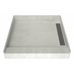 WonderFall Trench 36 x 36 Single Curb Shower Pan Right Drain