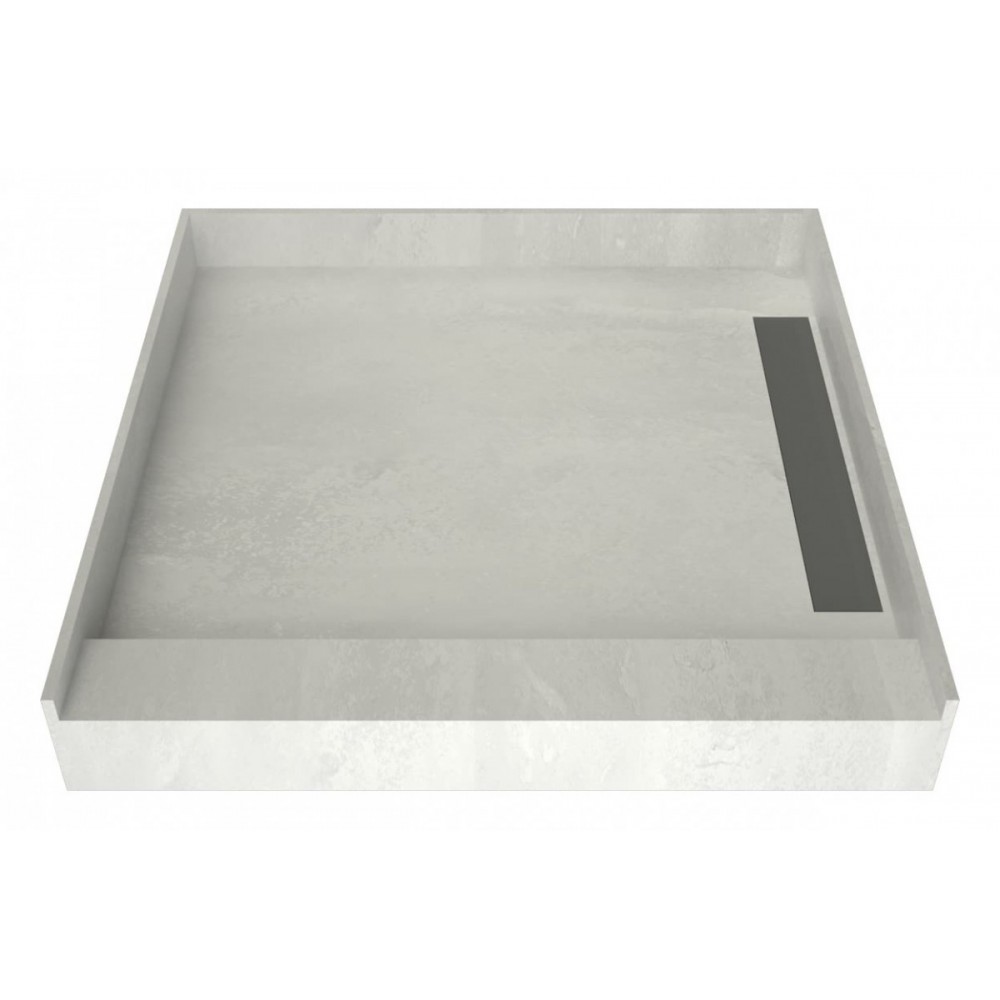 WonderFall Trench 36 x 36 Single Curb Shower Pan Right Drain