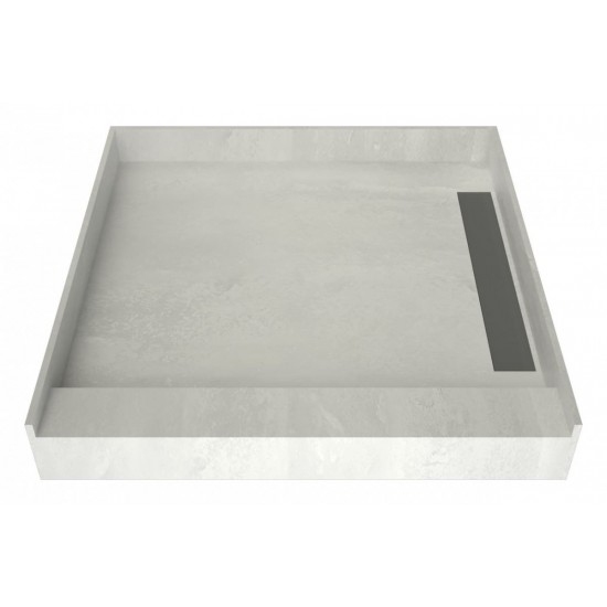 WonderFall Trench 48 x 48 Single Curb Shower Pan Right Drain