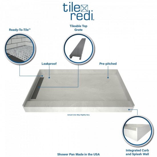 WonderFall Trench 32 x 48 Shower Pan Left Drain Right Dual Curb