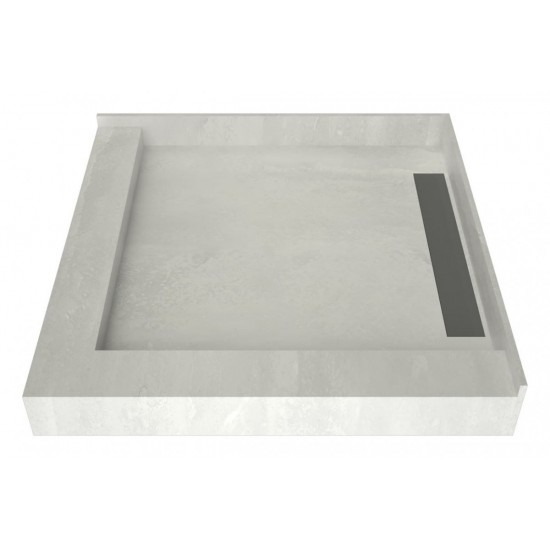 WonderFall Trench 36 x 36 Shower Pan Right Drain Left Dual Curb