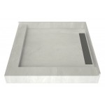 WonderFall Trench 48 x 48 Shower Pan Right Drain Left Dual Curb