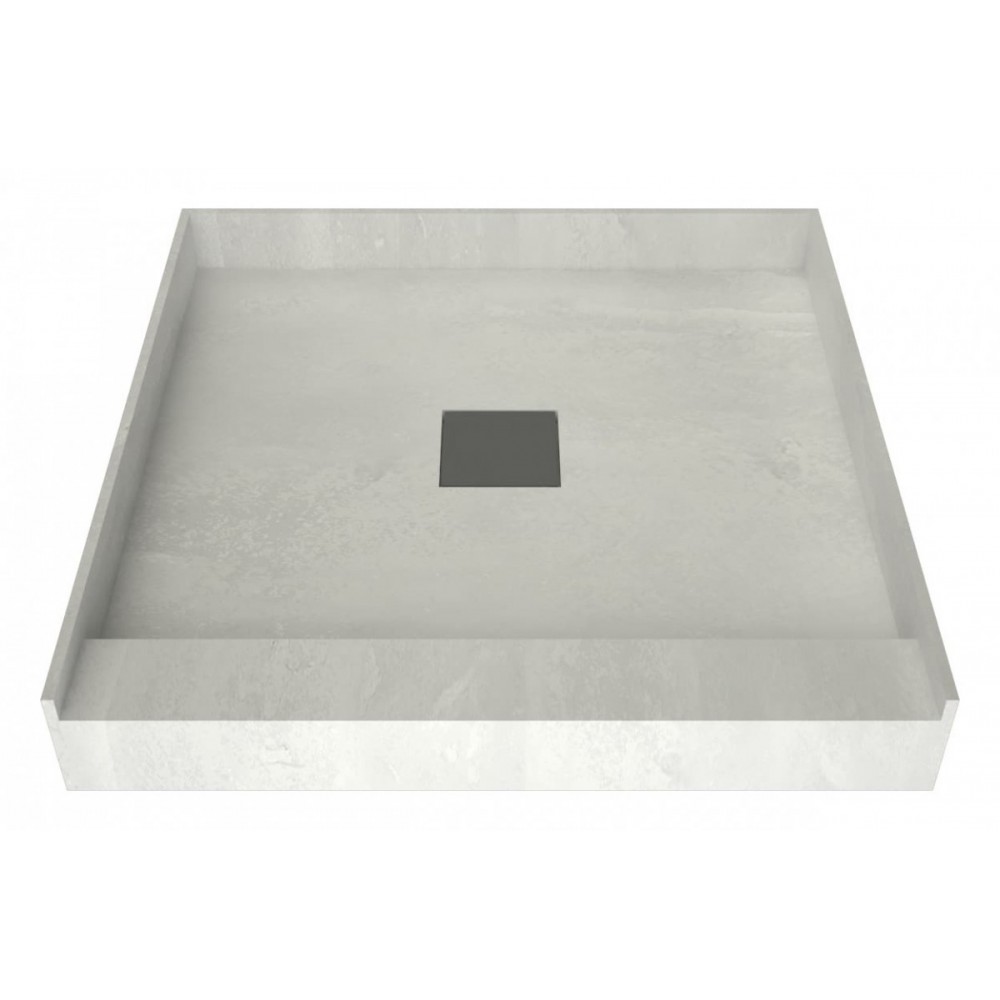 Wonder Drain 42 x 42 Single Curb Shower Pan Tileable Center Top