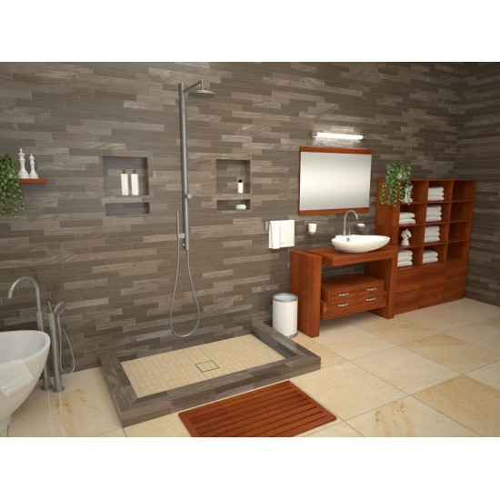 Wonder Drain 34 x 60 Triple Curb Shower Pan Tileable Center Top