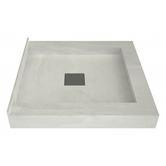 Wonder Drain 36 x 36 Triple Curb Shower Pan Tileable Center Top