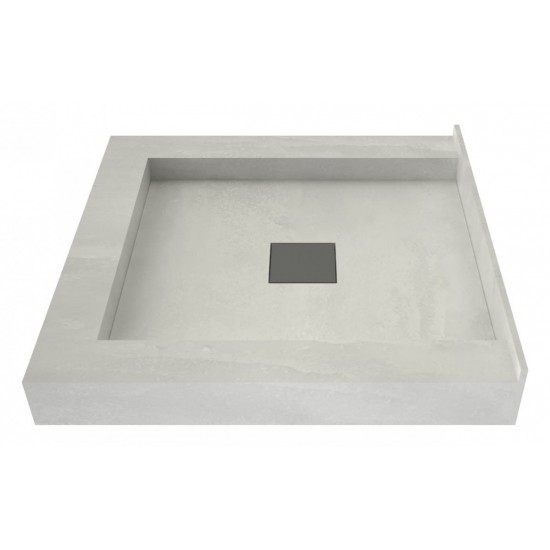 Wonder Drain 42 x 42 Triple Curb Shower Pan Tileable Center Top