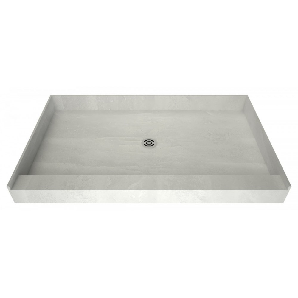 Base'N Bench 42x72 Shower Pan Center Drain Single Curb w Seat