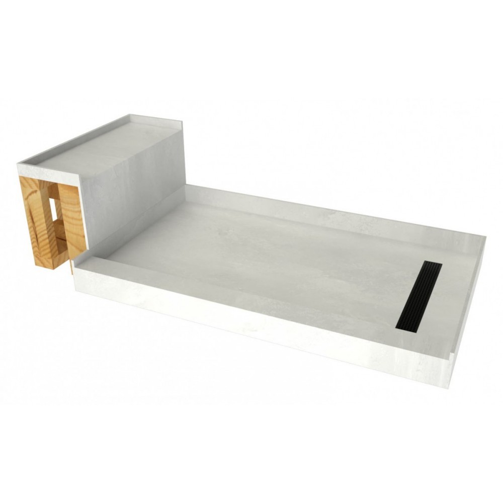 Base'N Bench 30x60 Shower Pan Right MB Trench w Seat