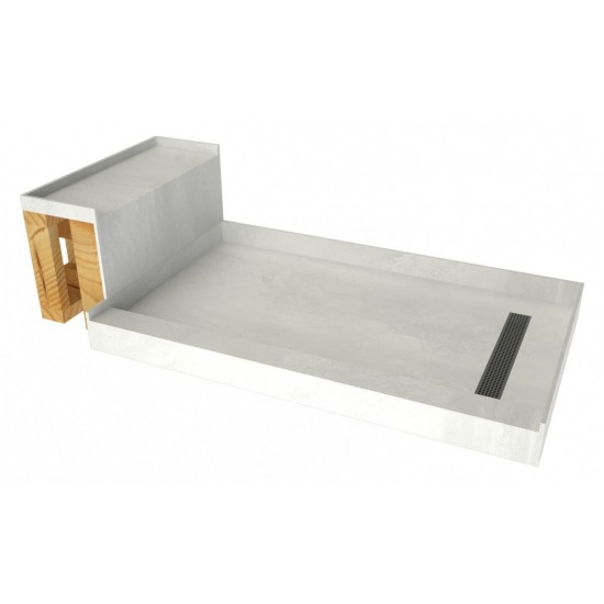 Base'N Bench 30x72 Shower Pan Right BN Trench w Seat