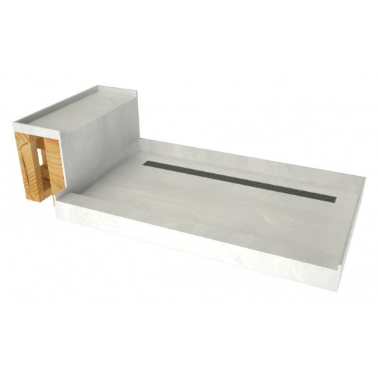 Base'N Bench 34 x 60 Shower Pan Back BN Trench w Seat