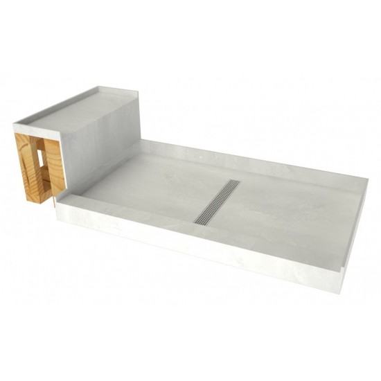 Base'N Bench 34 x 60 Shower Pan Center PC Trench w Seat