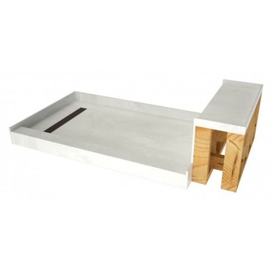 Base'N Bench 34x60 Shower Pan Left OB Trench w Seat