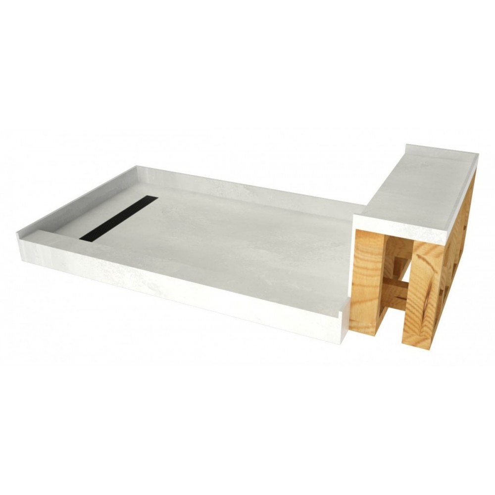 Base'N Bench 34x60 Shower Pan Left MB Trench w Seat