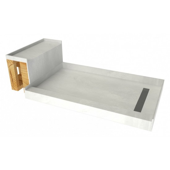 Base'N Bench 34x60 Shower Pan Right Solid BN Trench w Seat