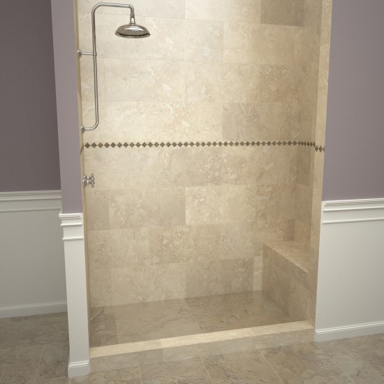 Base'N Bench 34x72 Shower Pan Left TT Trench w Seat