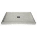 Base'N Bench 48x60 Wonder Drain Shower Pan Center Drain w Seat