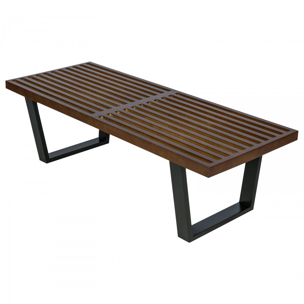 LeisureMod Mid-Century Inwood Platform Bench - 4 Feet, Dark Walnut, NB48DW