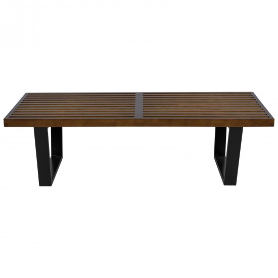 LeisureMod Mid-Century Inwood Platform Bench - 4 Feet, Dark Walnut, NB48DW