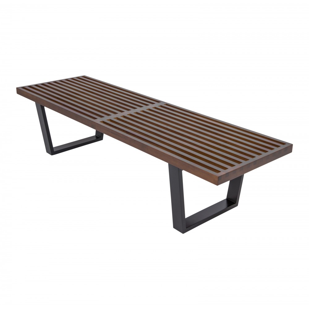 LeisureMod Mid-Century Inwood Platform Bench - 5 Feet, Dark Walnut, NB60DW