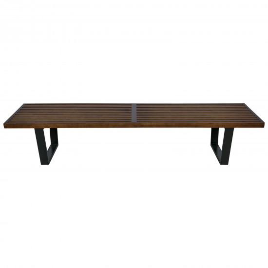 LeisureMod Mid-Century Inwood Platform Bench - 6 Feet, Dark Walnut, NB72DW