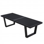 LeisureMod Mid-Century Inwood Platform Bench - 4 Feet, Black, NB48BL