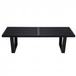 LeisureMod Mid-Century Inwood Platform Bench - 4 Feet, Black, NB48BL