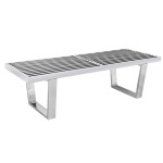 LeisureMod Mid-Century Inwood Platform Bench - 4 Feet, Silver, NB48SS