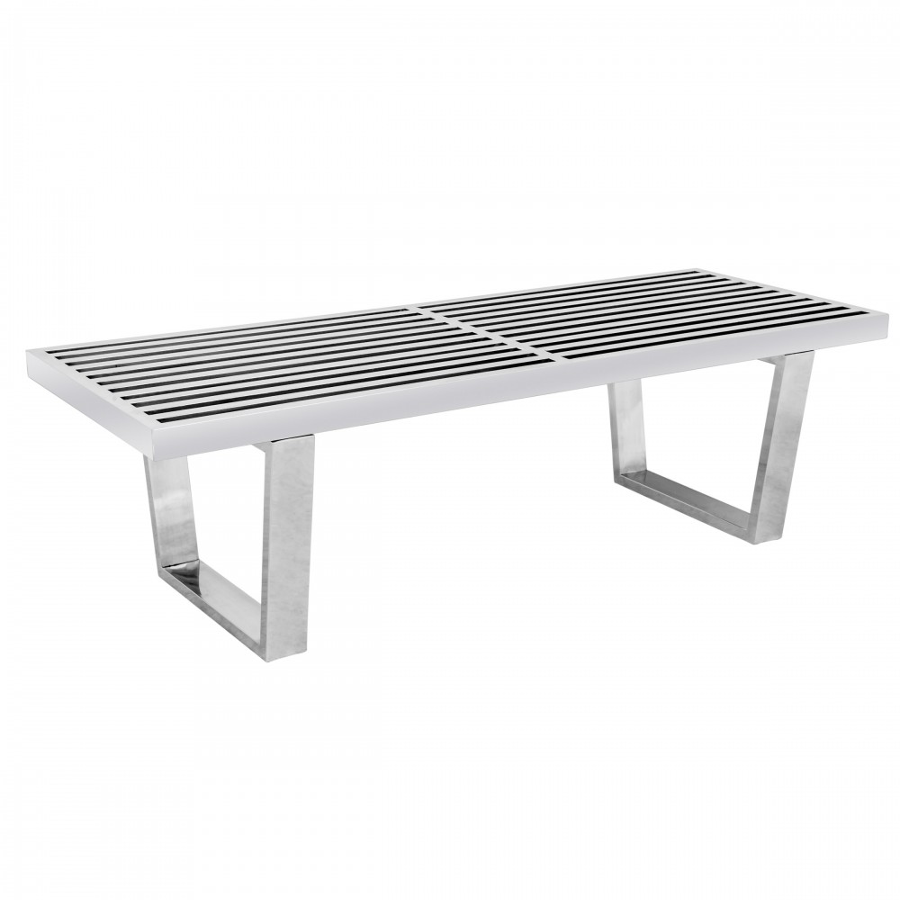 LeisureMod Mid-Century Inwood Platform Bench - 4 Feet, Silver, NB48SS LeisureMod Mid-Century Inwood Platform Bench - 4 Feet, Silver, NB48SS