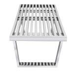 LeisureMod Mid-Century Inwood Platform Bench - 4 Feet, Silver, NB48SS