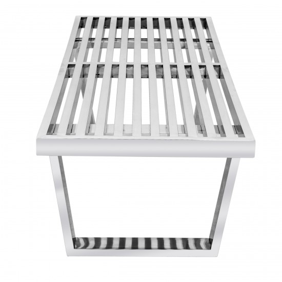 LeisureMod Mid-Century Inwood Platform Bench - 4 Feet, Silver, NB48SS