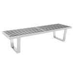 LeisureMod Mid-Century Inwood Platform Bench - 5 Feet, Silver, NB60SS