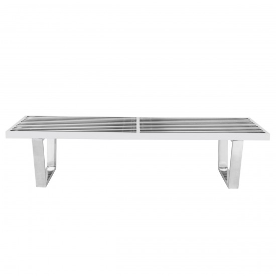 LeisureMod Mid-Century Inwood Platform Bench - 5 Feet, Silver, NB60SS