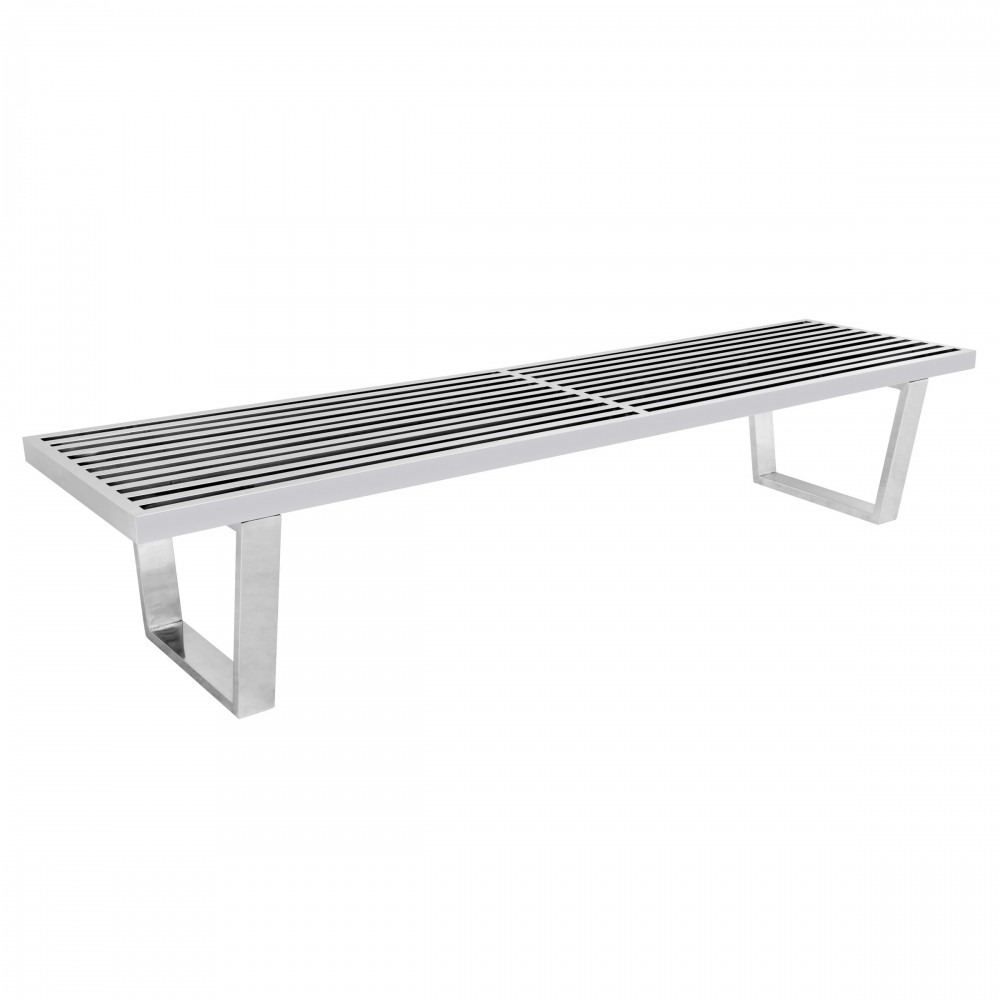 LeisureMod Mid-Century Inwood Platform Bench - 6 Feet, Silver, NB72SS