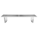 LeisureMod Mid-Century Inwood Platform Bench - 6 Feet, Silver, NB72SS