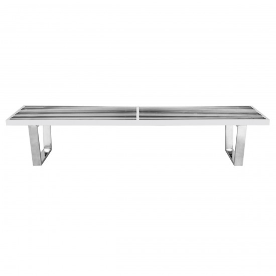 LeisureMod Mid-Century Inwood Platform Bench - 6 Feet, Silver, NB72SS