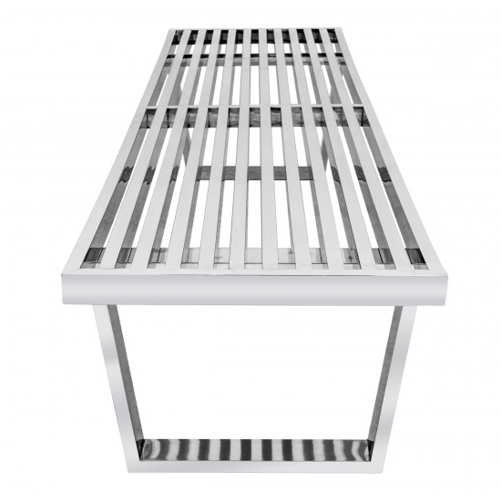 LeisureMod Mid-Century Inwood Platform Bench - 6 Feet, Silver, NB72SS