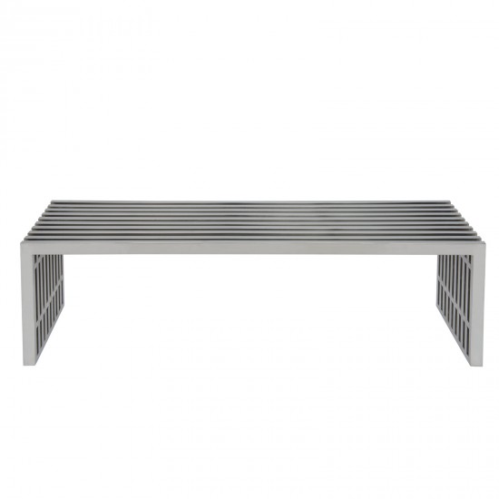 LeisureMod Eldert Gridiron 59" Stainless Steel Bench, Polished, EB59SSP