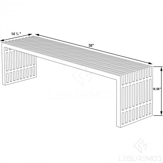 LeisureMod Eldert Gridiron 59" Stainless Steel Bench, Brushed, EB59SSB