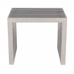 LeisureMod Eldert Gridiron 19" Stainless Steel Bench, Polished, EB19SSP