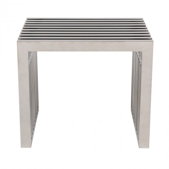 LeisureMod Eldert Gridiron 19" Stainless Steel Bench, Polished, EB19SSP