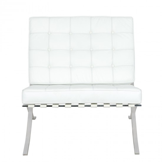 LeisureMod Bellefonte Style Modern Pavilion Chair & Ottoman, White, BR30WL